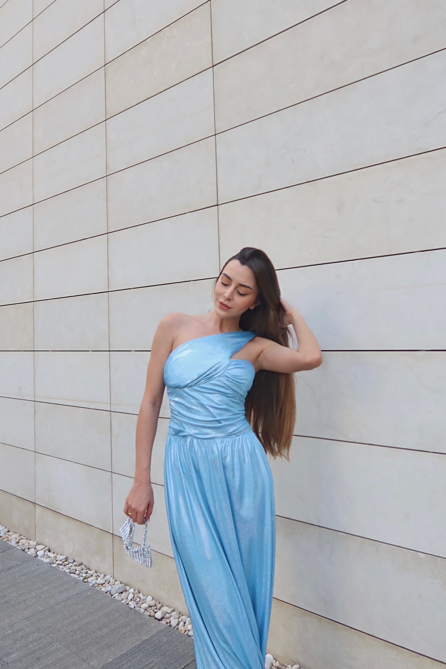Dreamt Metallic Dress ( sky blue and baby pink)